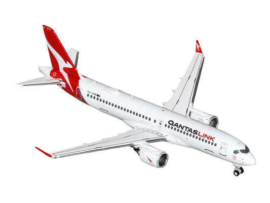 GeminiJets Airbus A220-300 Commercial Aircraft "QantasLink" (VH-X4B) White with Red Tail 1/400 Diecast Model Airplane by GeminiJets