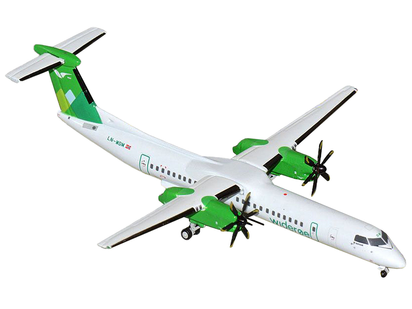 GeminiJets Bombardier Q400 Commercial Aircraft "Wideroe" (LN-WDM) White with Green Tail 1/400 Diecast Model Airplane by GeminiJets