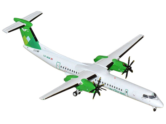 GeminiJets Bombardier Q400 Commercial Aircraft "Wideroe" (LN-WDM) White with Green Tail 1/400 Diecast Model Airplane by GeminiJets
