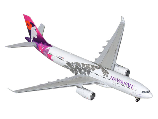 GeminiJets Airbus A330-200 Commercial Aircraft "Hawaiian Airlines" (N389HA) White with Purple Tail 1/400 Diecast Model Airplane by GeminiJets
