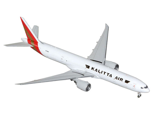 GeminiJets Boeing 777-300ER Commercial Aircraft "Kalitta Air" (N779CK) White with Red Tail 1/400 Diecast Model Airplane by GeminiJets