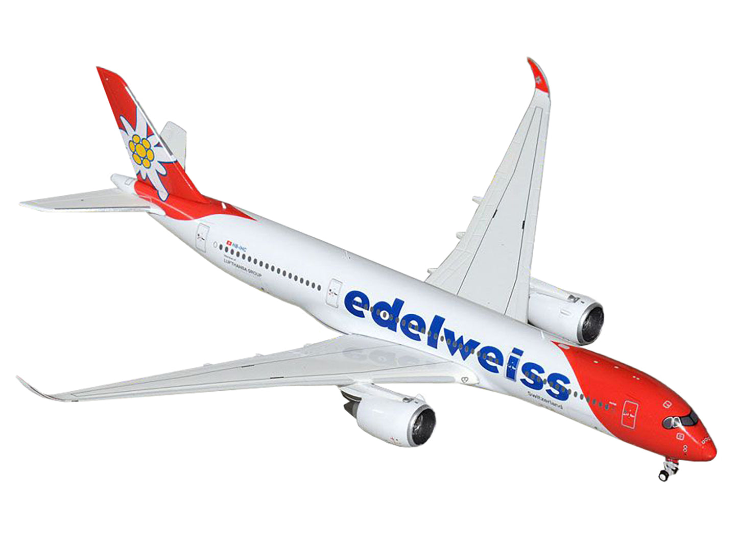 GeminiJets Airbus A350-900 Commercial Aircraft "Edelweiss Air" (HB-IHC) White with Red Tail 1/400 Diecast Model Airplane by GeminiJets