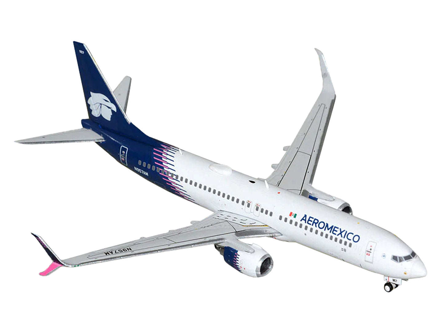GeminiJets Boeing 737-800 Commercial Aircraft "Aeromexico" (N957AM) White with Blue Tail 1/400 Diecast Model Airplane by GeminiJets