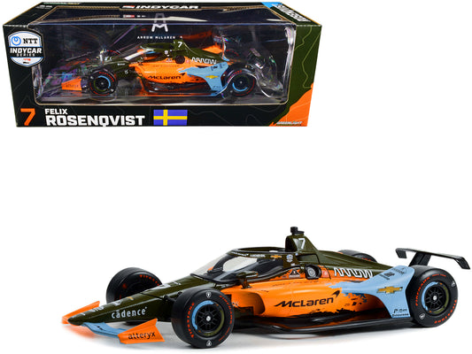 Greenlight Dallara IndyCar #7 Felix Rosenqvist "UNDEFEATED" Arrow McLaren SP Indianapolis 500 "NTT IndyCar Series" (2022) 1/18 Diecast Model Car by Greenlight