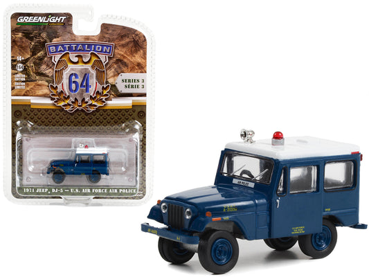 Greenlight 1971 Jeep DJ-5 "U.S. Air Force Air Police" Blue with White Top "Battalion 64" Series 3 1/64 Diecast Model Car by Greenlight