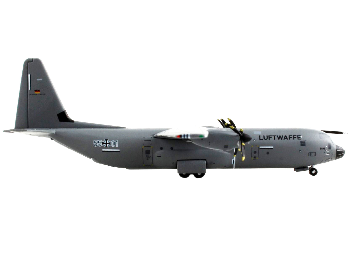 GeminiJets Lockheed C-130J-30 Transport Aircraft "German Luftwaffe" Gray "Gemini Macs" Series 1/400 Diecast Model Airplane by GeminiJets
