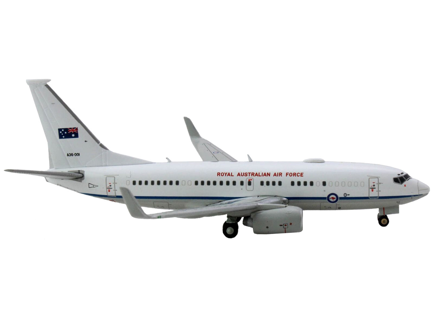 GeminiJets Boeing 737-700 Aircraft "Royal Australian Air Force" (A36-001) White with Blue Stripes "Gemini Macs" Series 1/400 Diecast Model Airplane by GeminiJets