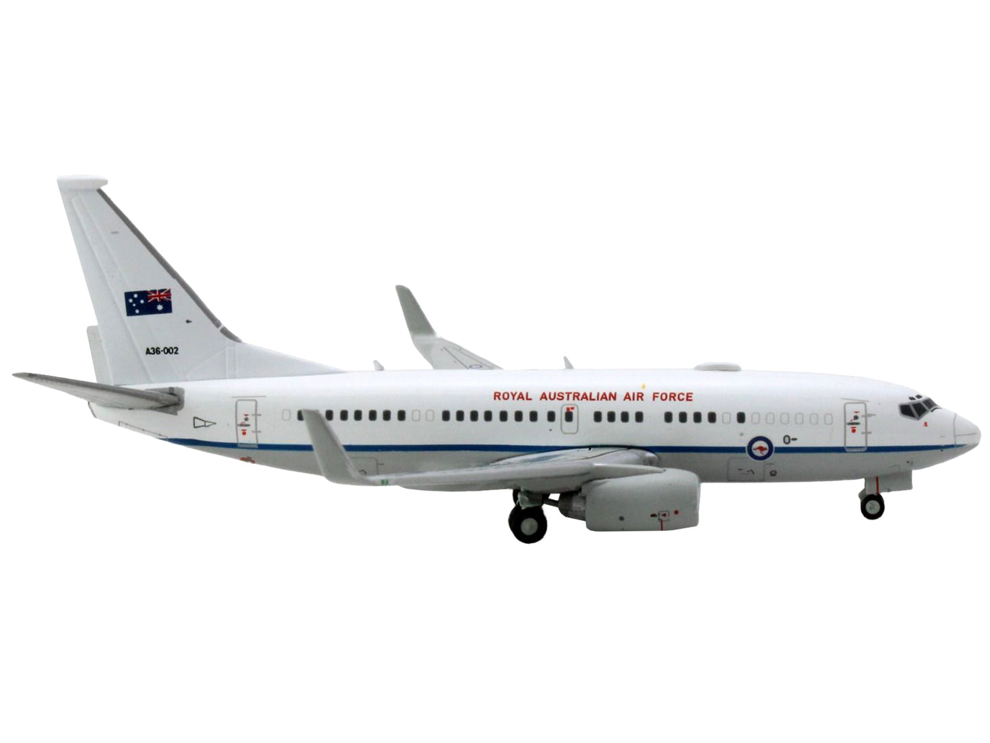 GeminiJets Boeing 737-700 Aircraft "Royal Australian Air Force" (A36-002) White with Blue Stripes "Gemini Macs" Series 1/400 Diecast Model Airplane by GeminiJets