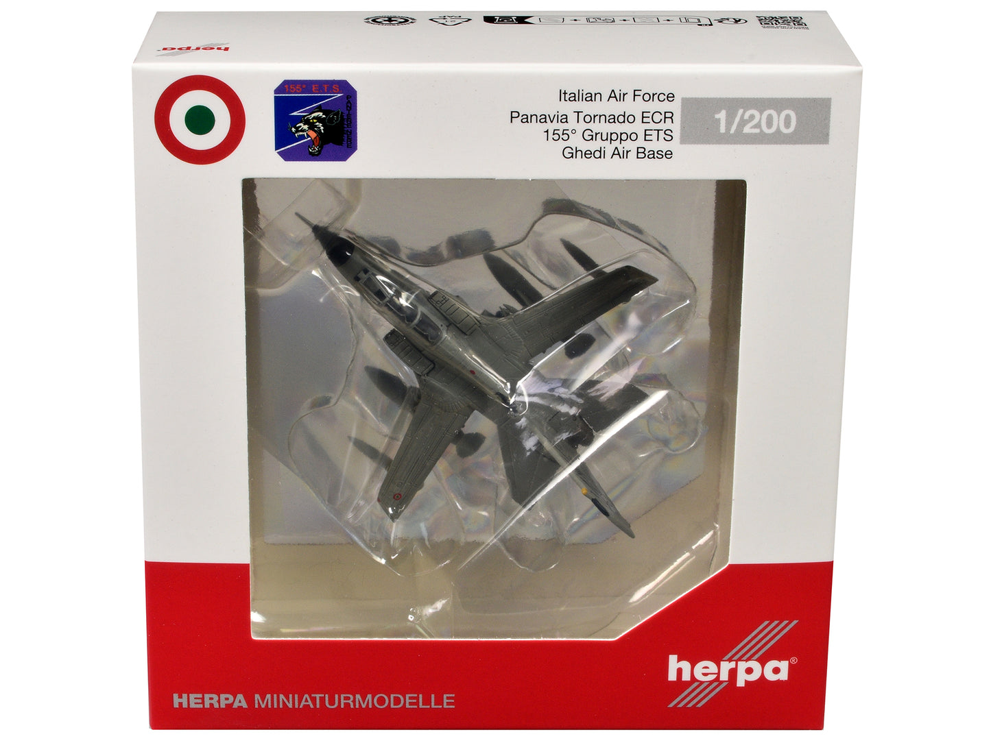 Herpa Panavia Tornado ECR Aircraft "155 Gruppo ETS Ghedi Air Base" Italian Air Force 1/200 Diecast Model Airplane by Herpa
