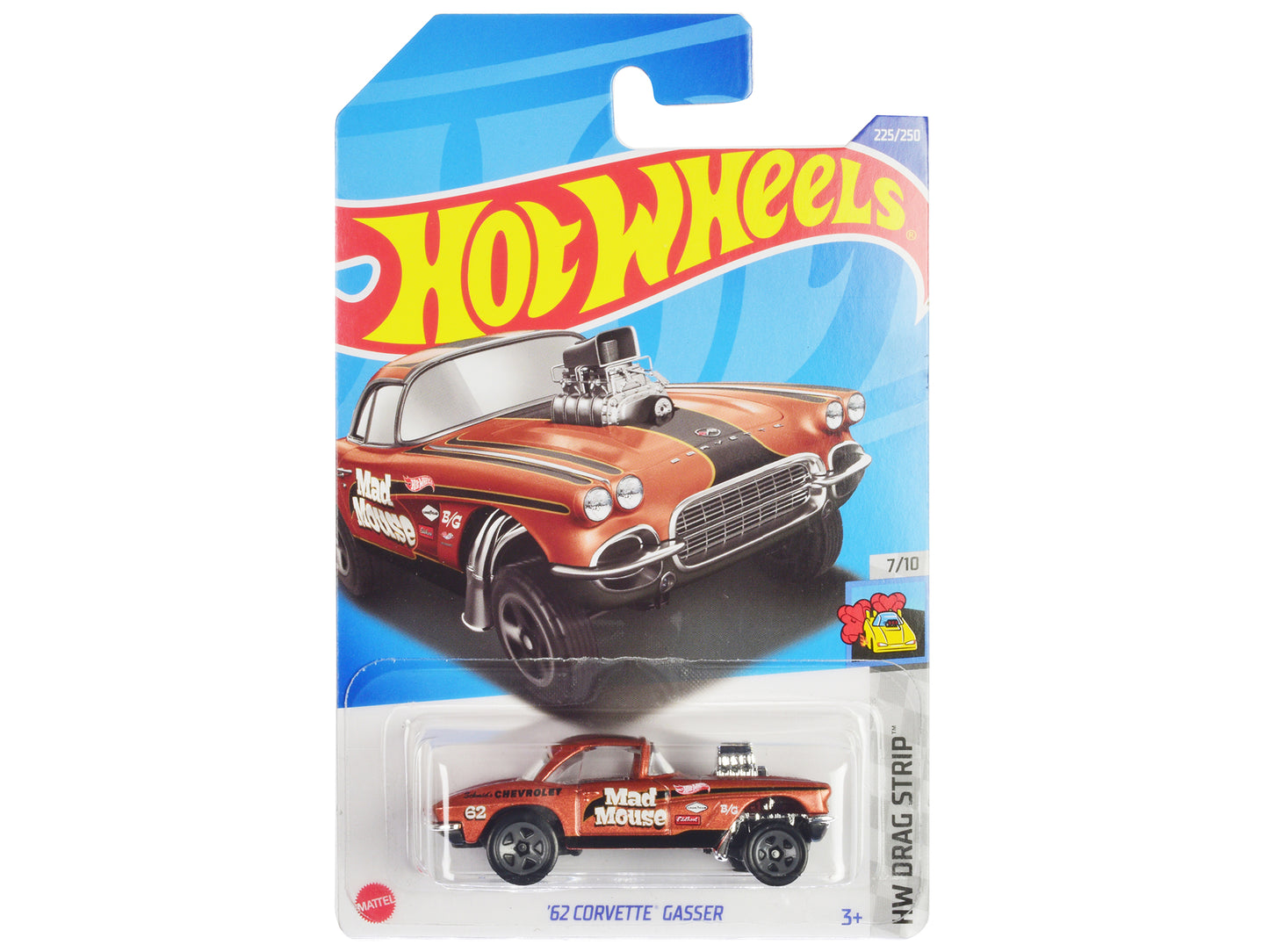 Hotwheels 1962 Chevrolet Corvette Gasser "Mad Mouse" Copper Metallic with Black Stripes "HW Drag Strip" Series Diecast Model Car by Hot Wheels