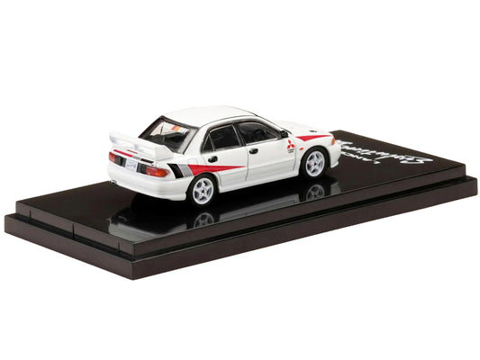 Hobby Japan Mitsubishi Lancer RS Evolution III RHD (Right Hand Drive) Scortia White with Red Rally Stripes 1/64 Diecast Model Car by Hobby Japan