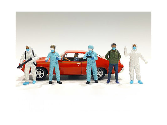American Diorama Hazmat Crew 6 piece Figurine Set for 1/18 Scale Models by American Diorama