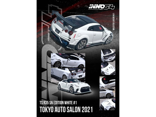 Inno Models Nissan GT-R (R35) "Top Secret" RHD (Right Hand Drive) White with Black Top "Tokyo Auto Salon 2021" 1/64 Diecast Model Car by Inno Models