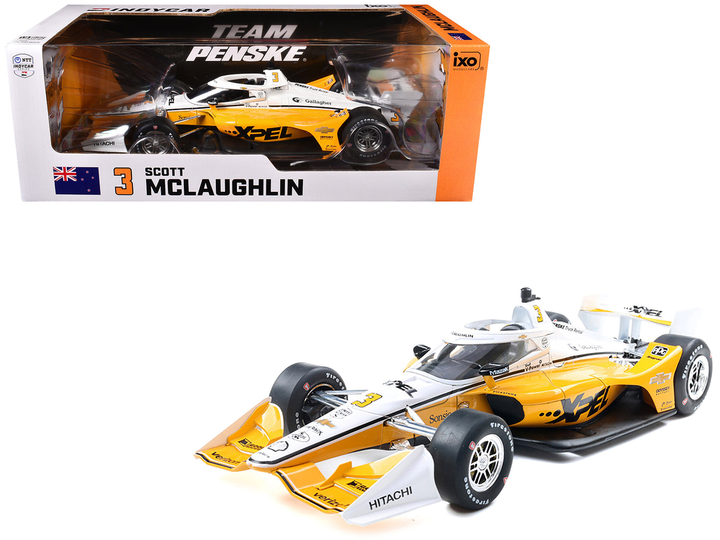 Dallara IndyCar #3 Scott McLaughlin "XPEL" Team Penske (Road Course Configuration) "NTT IndyCar Series" (2025) 1/18 Diecast Model Car by IXO Models