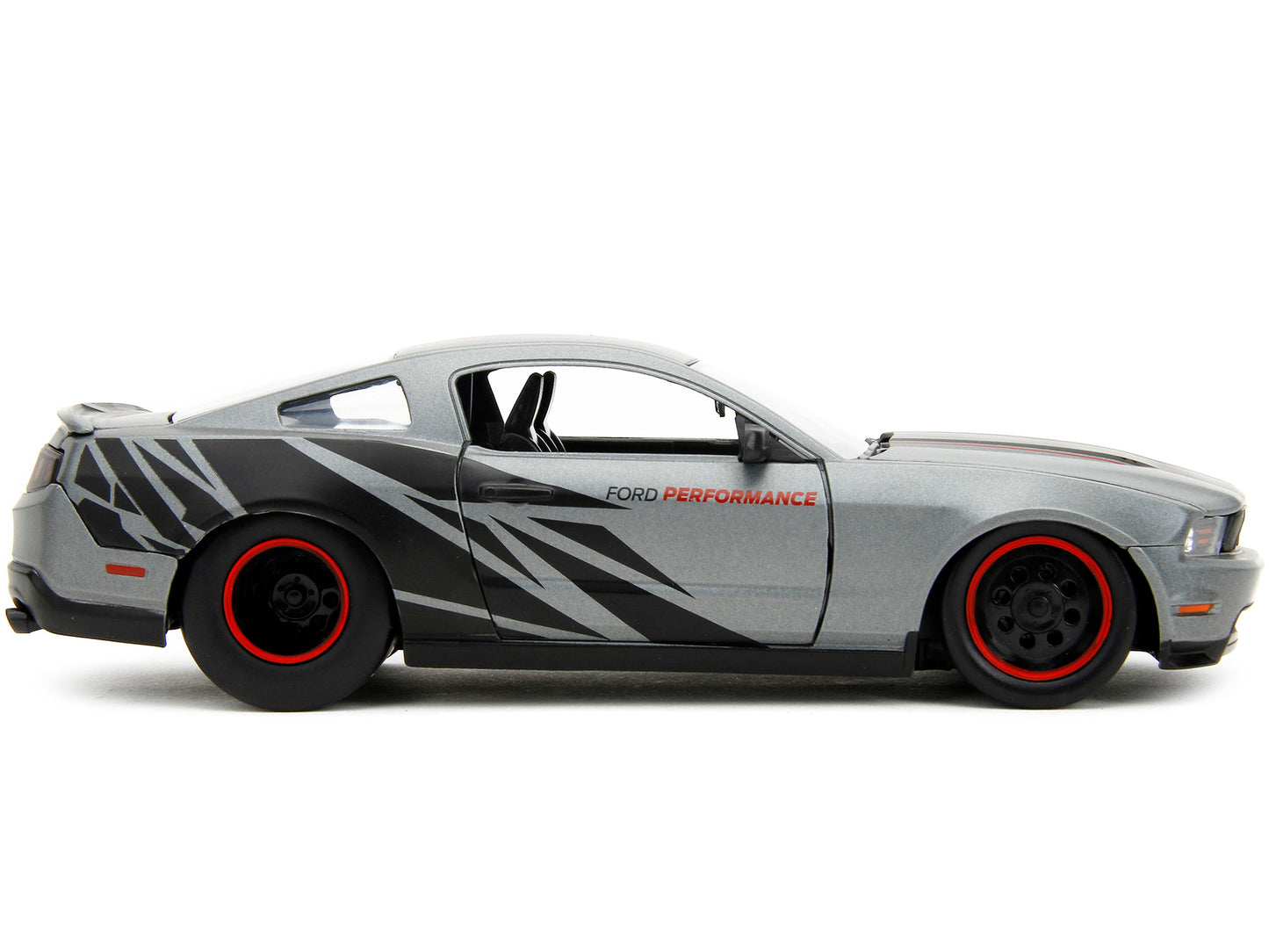 Jada 2010 Ford Mustang GT Matt Gray Metallic with Black Graphics and Stripes "Ford Performance" "Bigtime Muscle" Series 1/24 Diecast Model Car by Jada