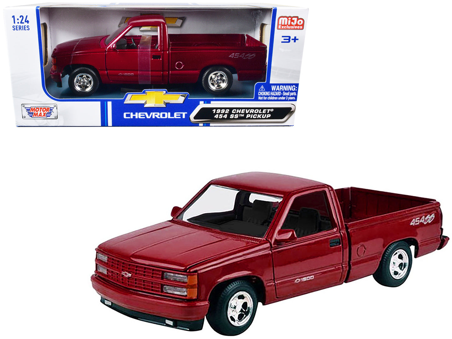 Motormax 1992 Chevrolet 454 SS Pickup Truck Red Metallic 1/24 Diecast Model Car by Motormax