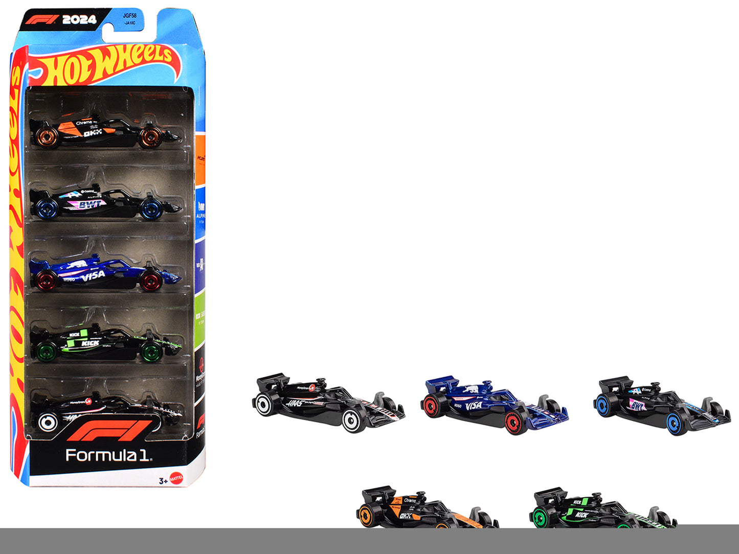 2024 Formula 1 World Championship 5 piece Set Diecast Model Cars by Hot Wheels