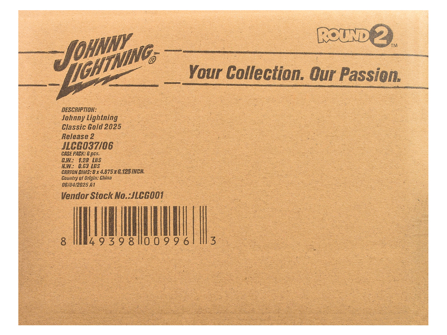 "Classic Gold Collection" 2025 Release 2 Set of 6 Cars 1/64 Diecast Model Cars by Johnny Lightning