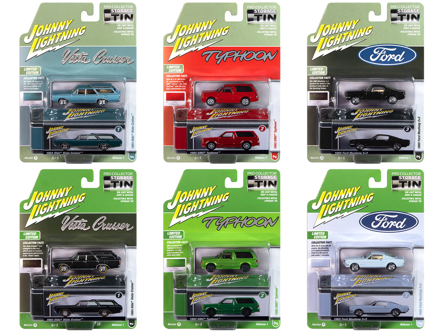 Johnny Lightning Johnny Lightning Collector's Tin 2025 Set of 6 Cars Release 1 Limited Edition 1 1/64 Diecast Model Cars by Johnny Lightning