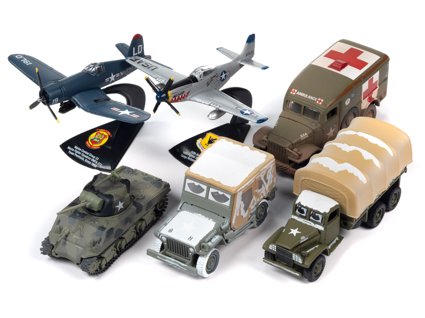 Johnny Lightning "Korea: The Forgotten War" Military Set A of 6 pieces 2023 Release 1 Limited Edition to 2000 pieces Worldwide Diecast Models by Johnny Lightning