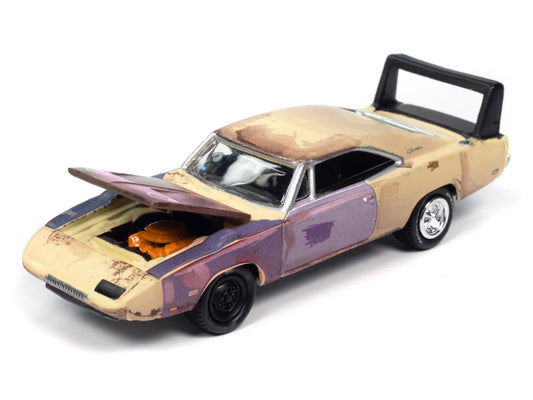 Johnny Lightning 1969 Dodge Charger Daytona Beige (Weathered) "Mystery Matinee" "Pop Culture" 2024 Release 2 1/64 Diecast Model Car by Johnny Lightning
