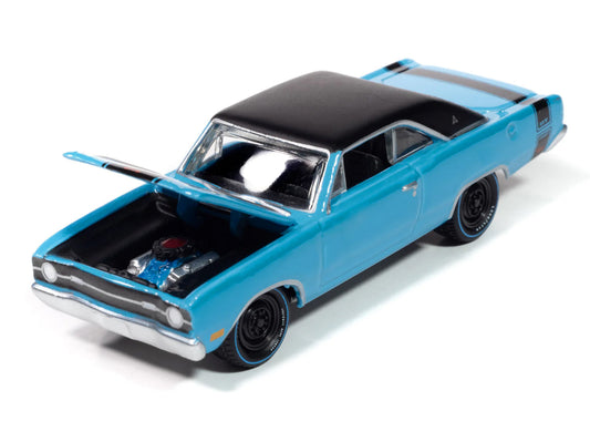 Johnny Lightning 1969 Dodge Dart GTS 340 Blue with Black Top and Stripes "Goodyear Blue Streak" "Pop Culture" 2025 Release 1 1/64 Diecast Model Car by Johnny Lightning