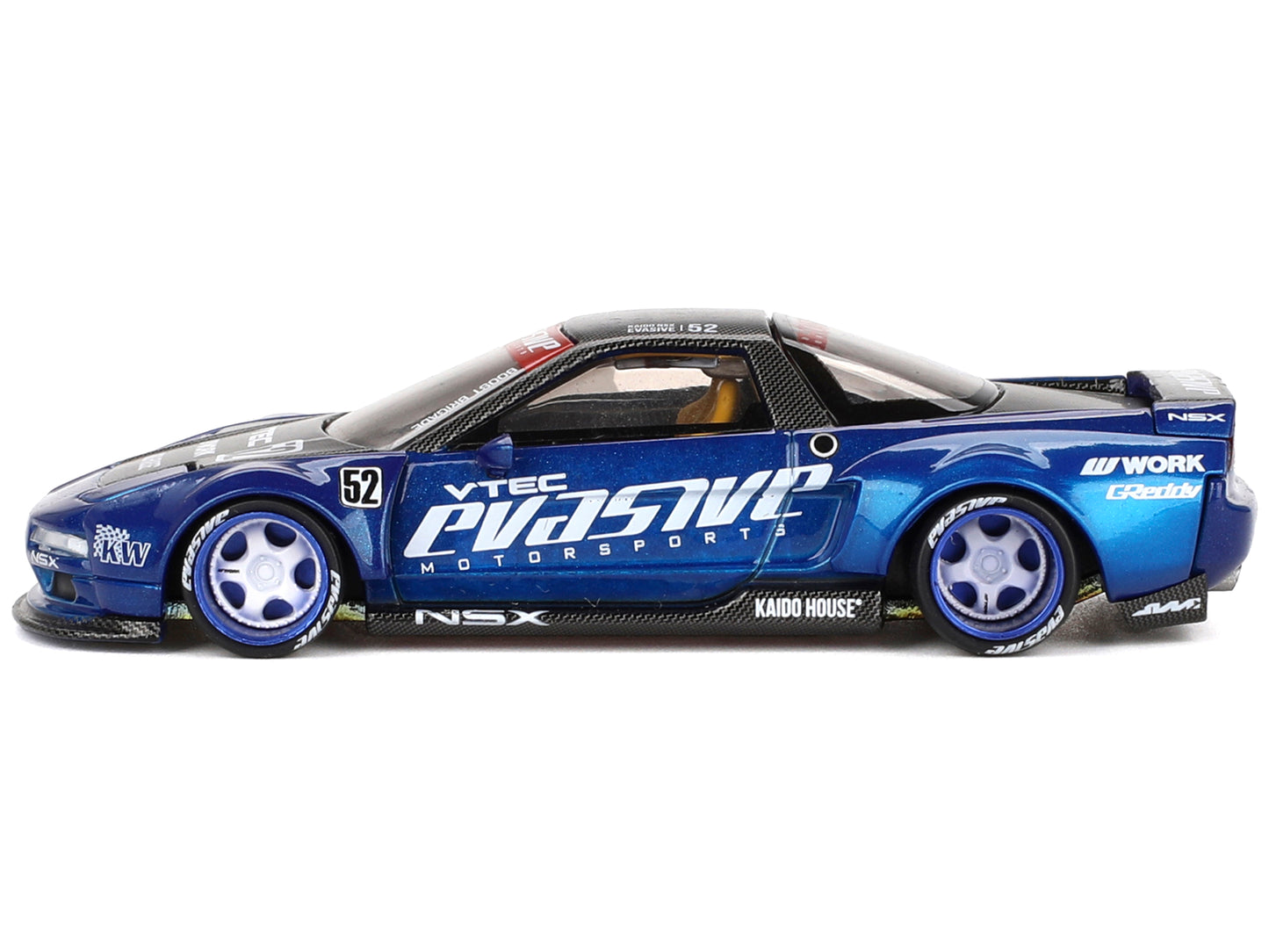 Mini GT Honda NSX "Evasive V2" #52 Blue Metallic with Carbon Top (Designed by Jun Imai) "Kaido House" Special 1/64 Diecast Model Car by Mini GT