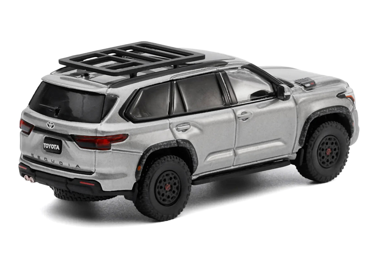 Toyota Sequoia TRD PRO Silver Metallic with Roof Rack 1/64 Diecast Model Car by GCD
