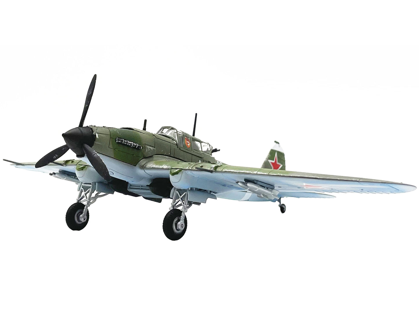 Legion Ilyushin IL-2M3 Sturmovik Aircraft #100 Green Camouflage "Piloted by Vasily Emelyanenko" Soviet Air Force 1/72 Diecast Model Airplane by Legion