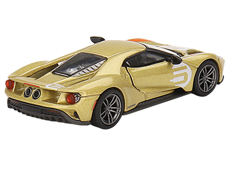 Mini GT Ford GT #5 "Holman Moody Heritage Edition" Gold Metallic with Red Accents Limited Edition to 1800 pieces Worldwide 1/64 Diecast Model Car by Mini GT