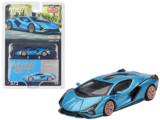 Mini GT Lamborghini Sian FKP 37 Blu Aegir Blue Metallic Limited Edition to 6960 pieces Worldwide 1/64 Diecast Model Car by Mini GT