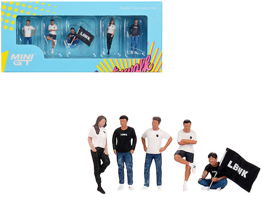 Mini GT "Team Liberty Walk" 5 Piece Figure Set for 1/64 Scale Models by Mini GT
