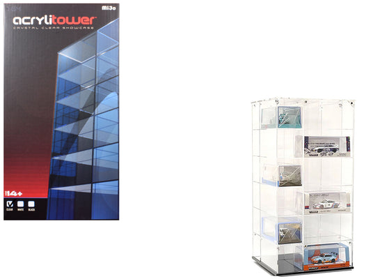 Acrylitower Showcase Large 24 Car Display Desktop Spinner with Cover Clear "Mijo Exclusives" for 1/64 Scale Models