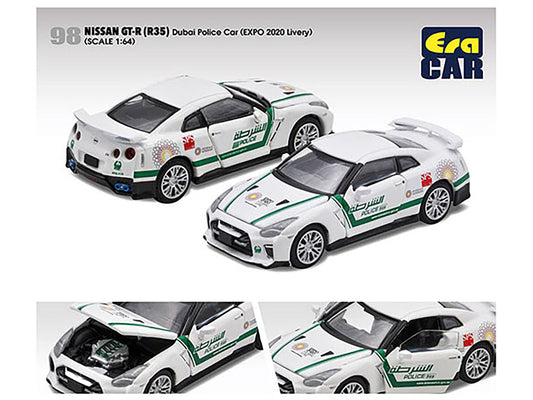 Era Car Nissan GT-R (R35) White Dubai Police "EXPO 2020" Livery Limited Edition to 720 pieces Worldwide 1/64 Diecast Model Car by Era Car
