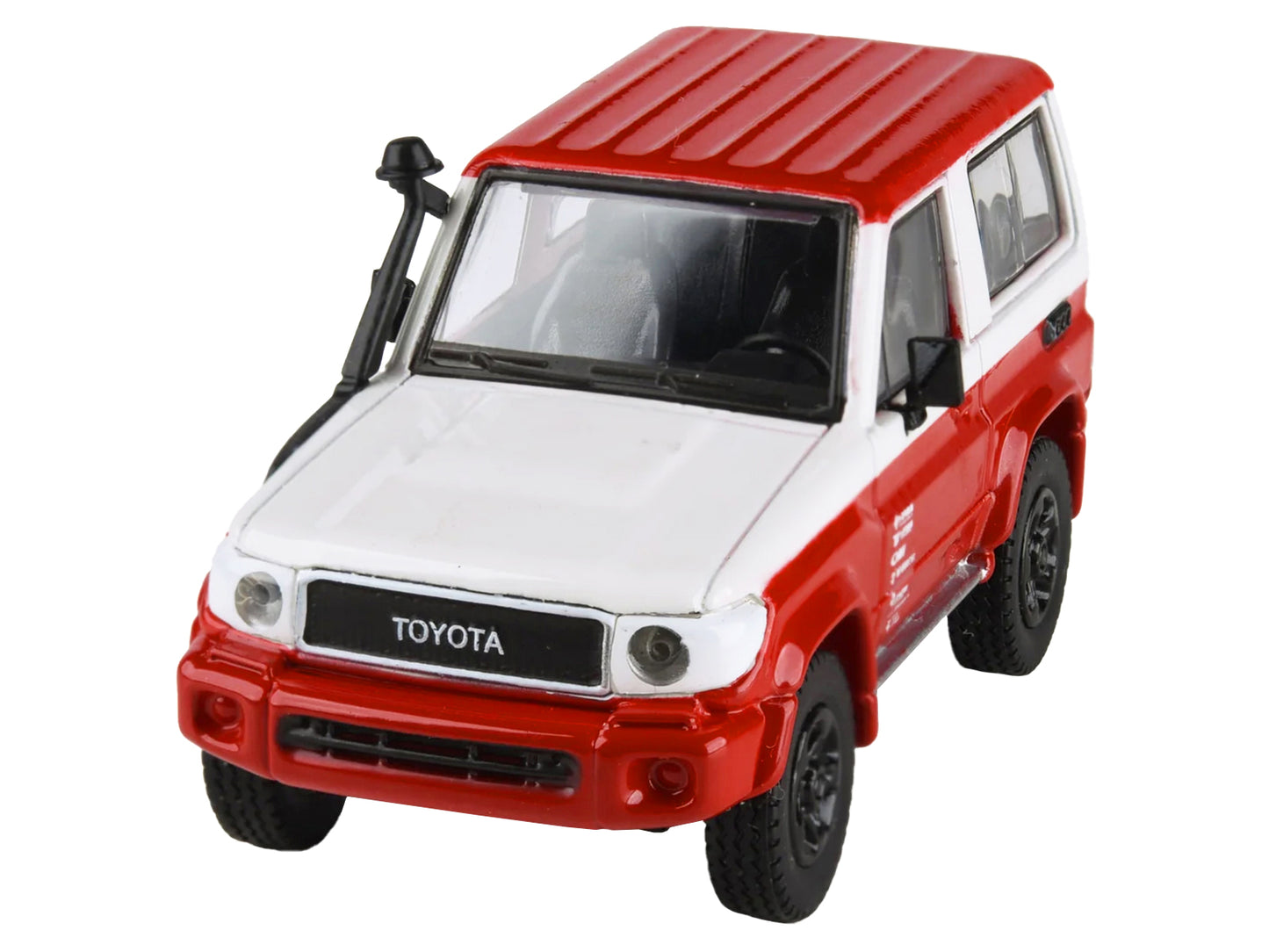 Paragon 2014 Toyota Land Cruiser 71 SWB (Short Wheel Base) Red and White "2023 Auto Salon" 1/64 Diecast Model Car by Paragon Models