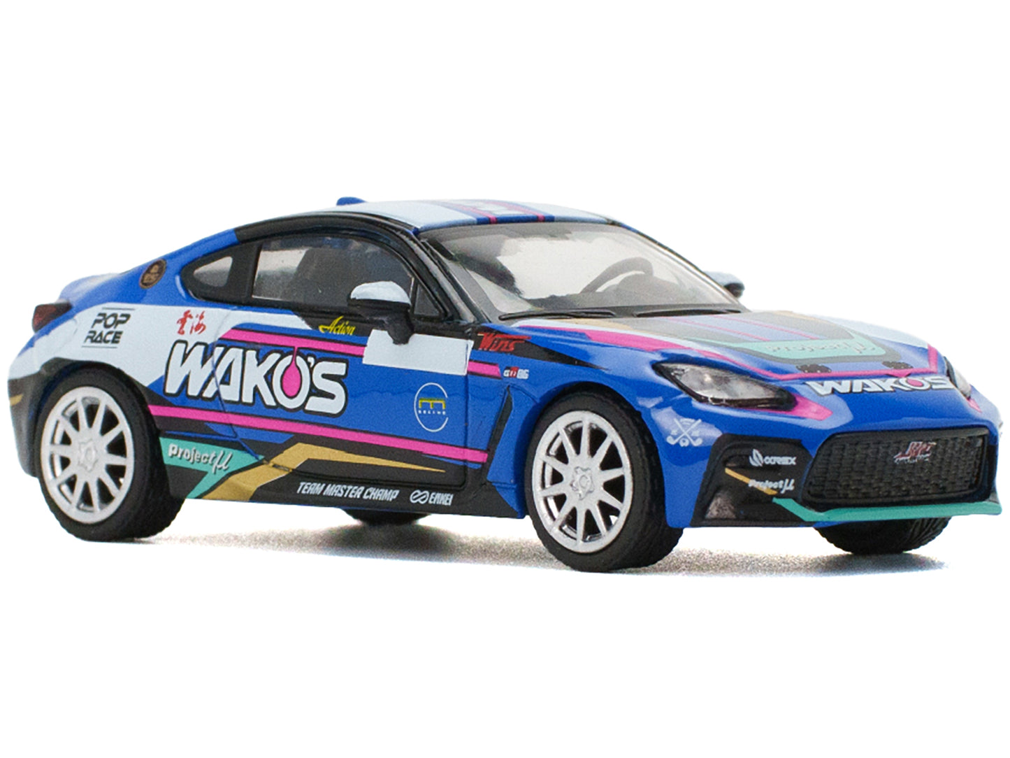Pop Race Toyota GR86 "Wako's" Blue with Graphics 1/64 Diecast Model Car by Pop Race