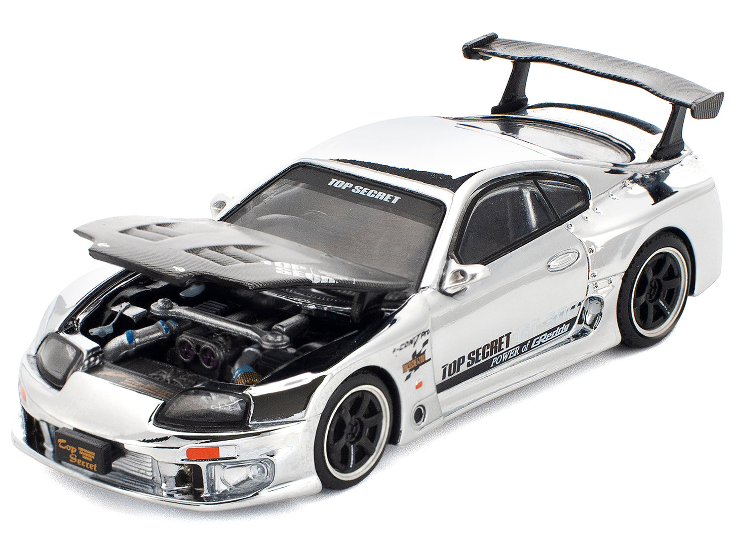 Toyota Supra "Top Secret" GT300 RHD (Right Hand Drive) Silver Chrome 1/64 Diecast Model Car by Pop Race