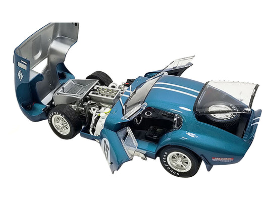 Acme 1964 Shelby Cobra Daytona Coupe #15 "Dan Gurney for President" Blue Metallic with White Stripes 1/18 Diecast Model Car by ACME