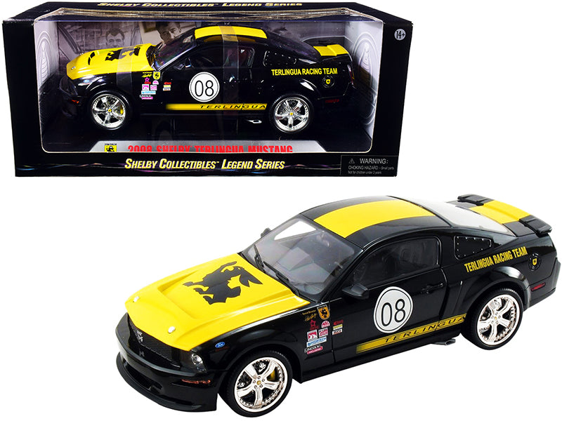 Shelby Collectibles 2008 Ford Shelby Mustang #08 "Terlingua" Black and Yellow "Shelby Collectibles Legend" Series 1/18 Diecast Model Car by Shelby Collectibles