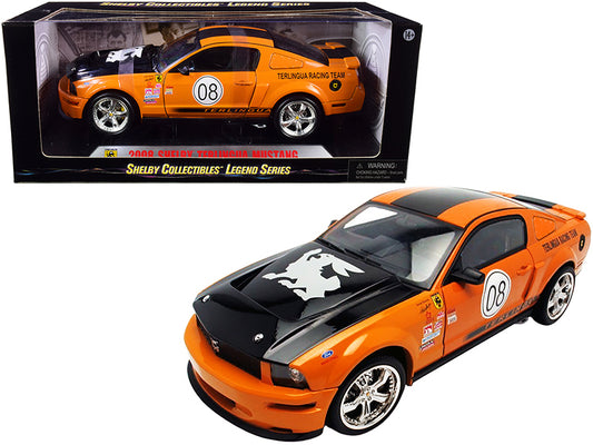 Shelby Collectibles 2008 Ford Shelby Mustang #08 "Terlingua" Orange and Black "Shelby Collectibles Legend" Series 1/18 Diecast Model Car by Shelby Collectibles