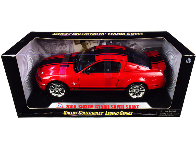Shelby Collectibles 2008 Ford Shelby Mustang GT500 Super Snake Red with Black Stripes "Shelby Collectibles Legend" Series 1/18 Diecast Model Car by Shelby Collectibles