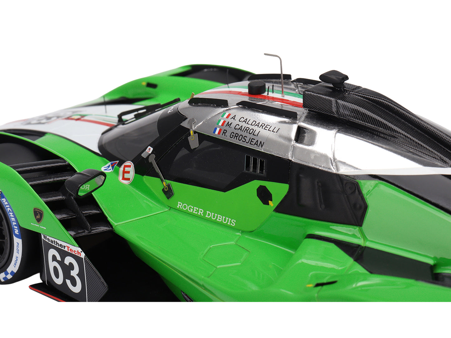 Lamborghini SC63 #63 Matteo Cairoli - Andrea Caldarelli - Romain Grosjean "Iron Lynx" IMSA "12 Hours of Sebring" (2024) 1/18 Model Car by Top Speed