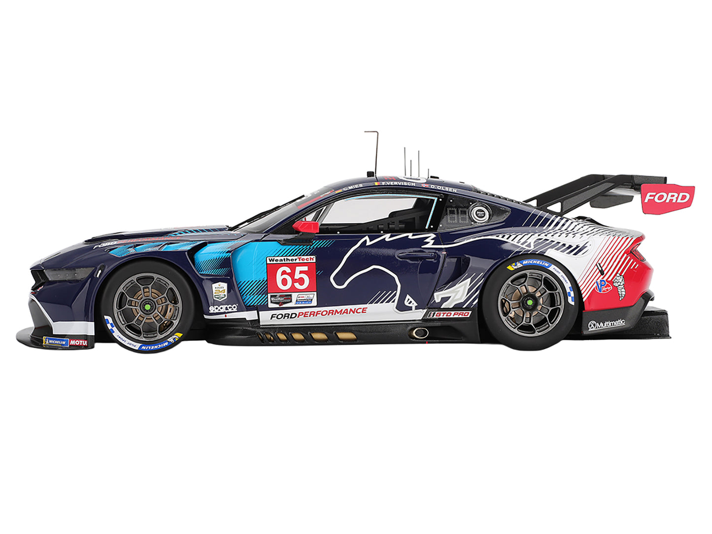 Ford Mustang GT3 #65 Christopher Mies - Dennis Olsen - Frederic Vervisch "Ford Multimatic Motorsports" GTD Pro Class Winner IMSA "24 Hours of Daytona" (2025) 1/18 Model Car by Top Speed