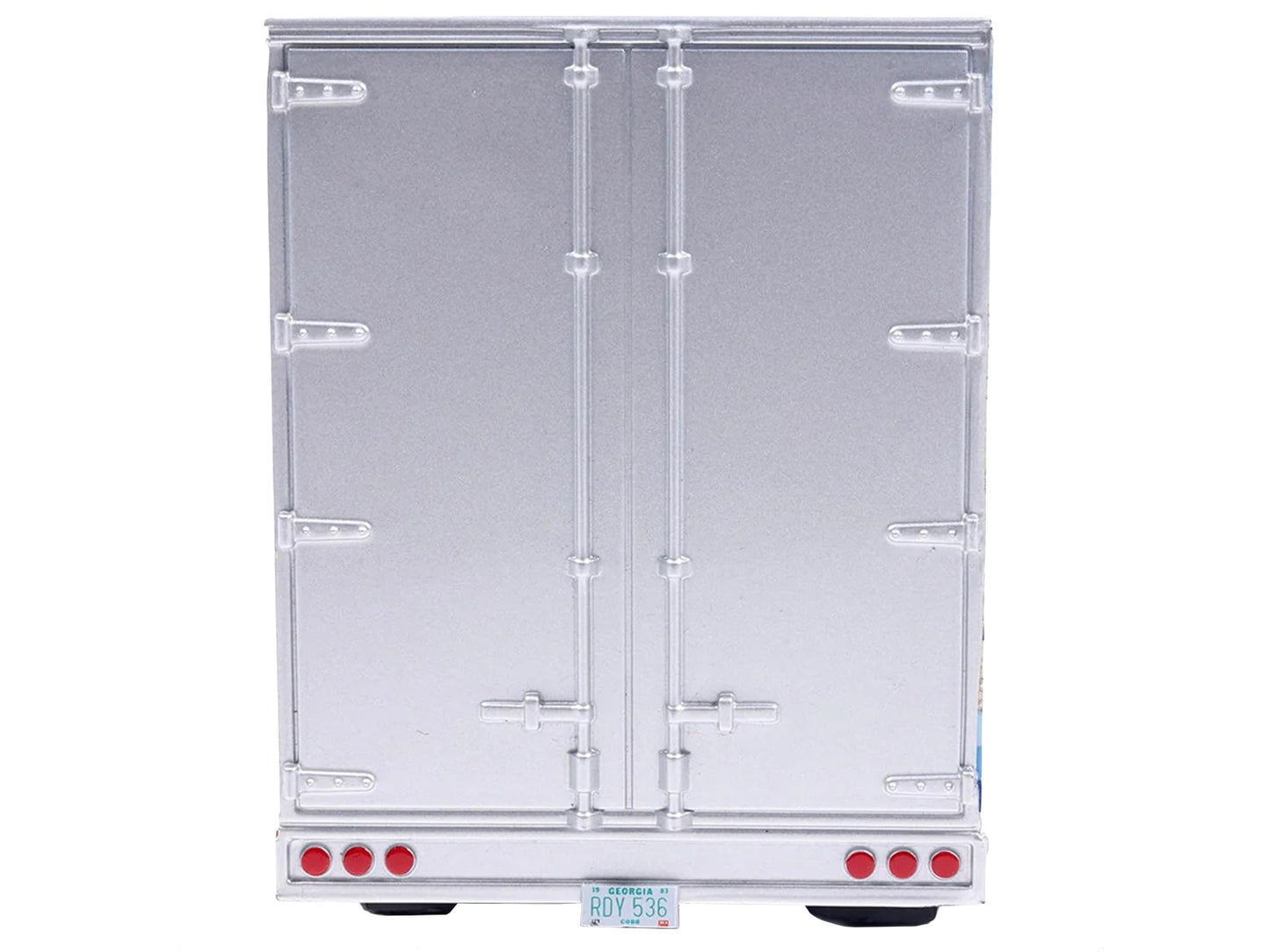 1980 GMC General Truck Tractor with Sleeper Cab and Trailer Silver Metallic with Blue Stripes 1/43 Diecast Model by IXO Models