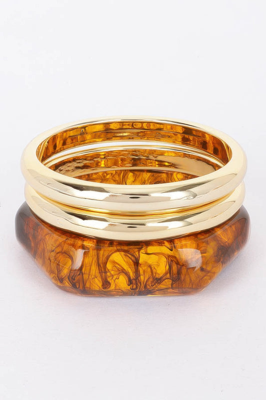 Multi Resin And Ccb Bangle Bracelet