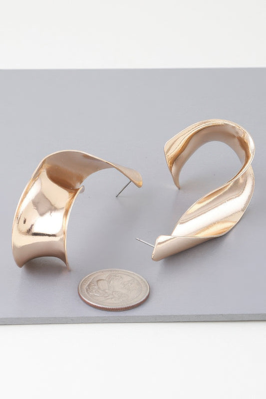 Abstract Shiny Twisted Plate Earrings