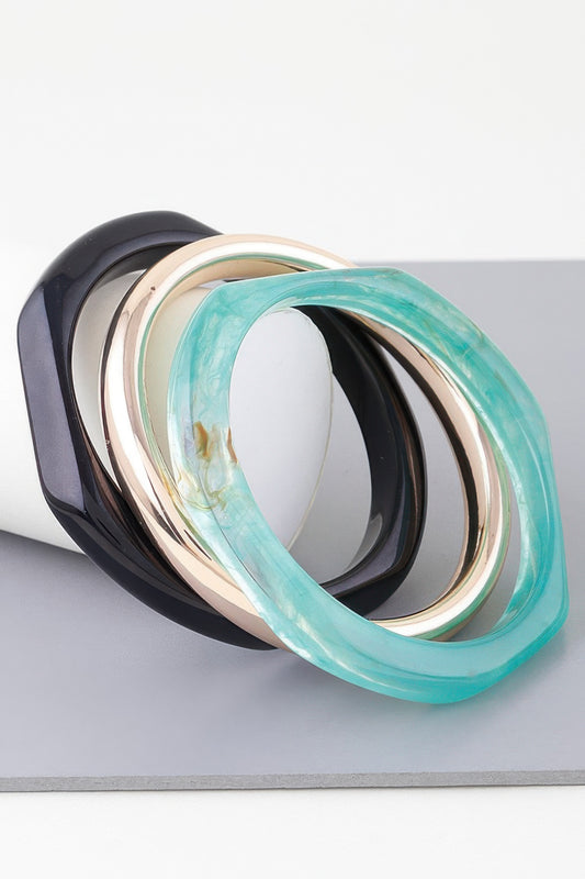 Triple Geometric Marble Bracelet