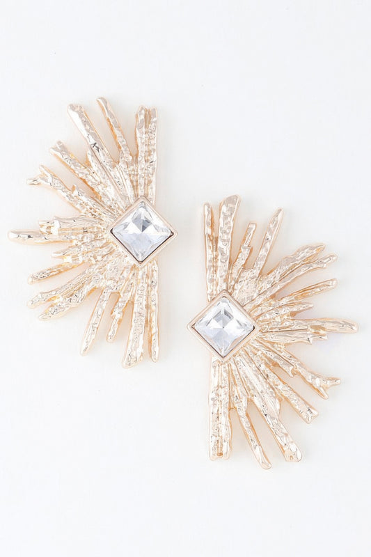 Diamond Rhinestone Flare Earrings