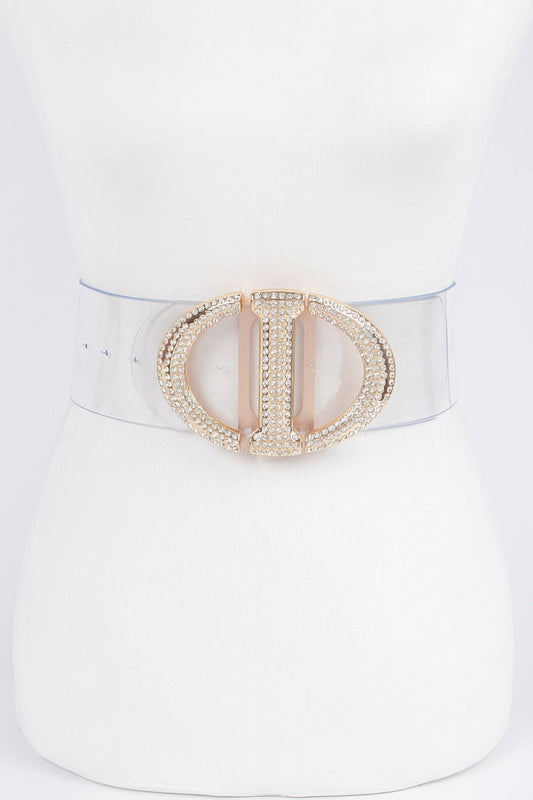 Rhinestone Metal Buckle Plus Size Transparent Belt