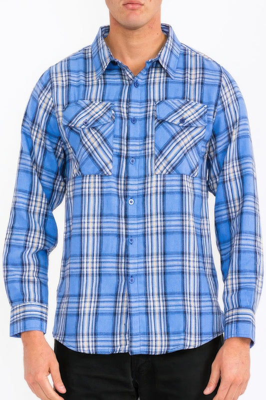 Long Sleeve Flannel Full Plaid Checkered Shirt
